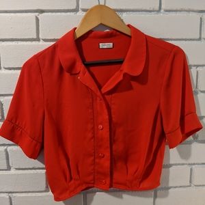 Red Crop Top Button Up